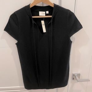 Black short-sleeve knit top